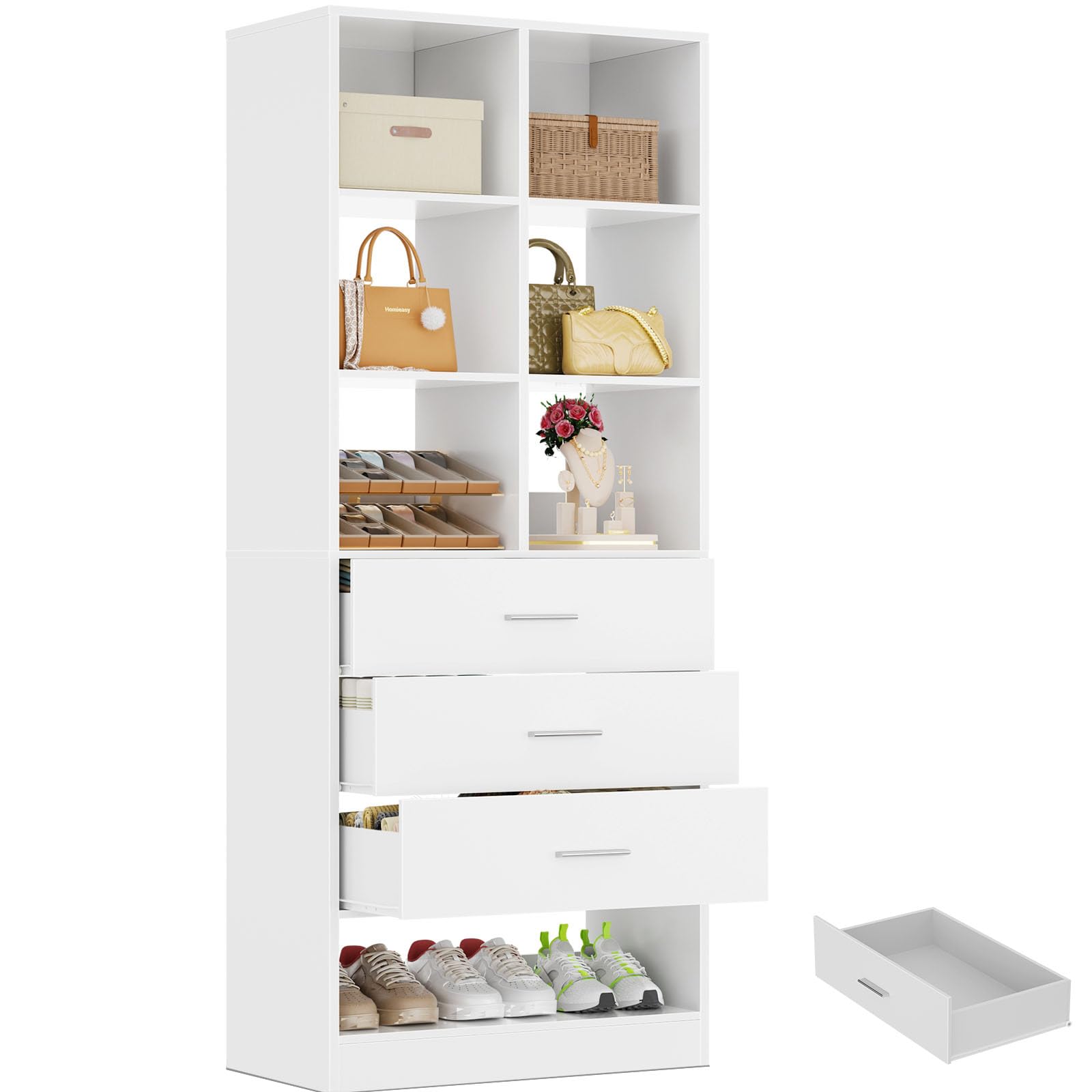 Closet System Organizer with Drawers and Partition Storage