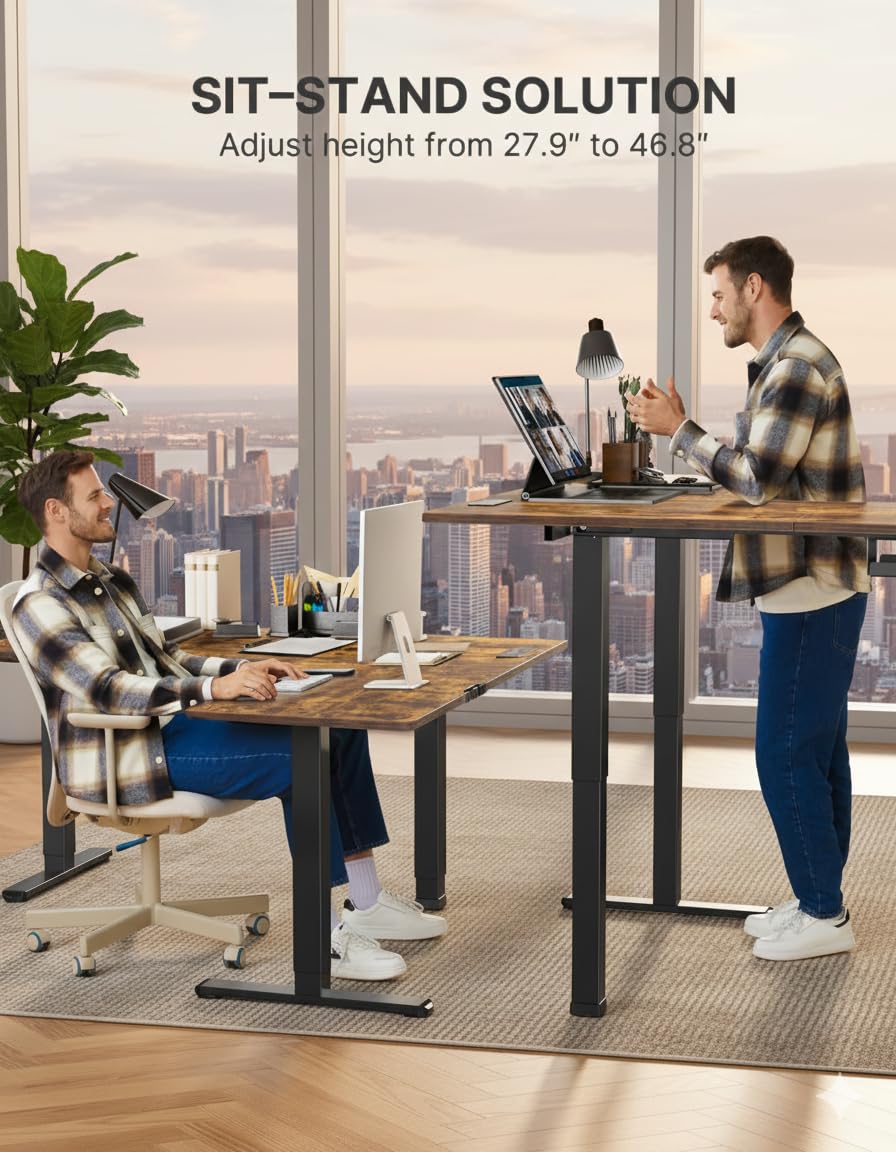 Electric L-Shaped Standing Desk with Power Outlet