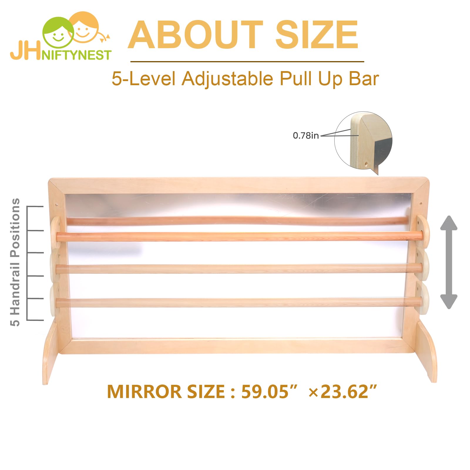 Montessori Toddler Coordination Mirror with Pull-Up Bar