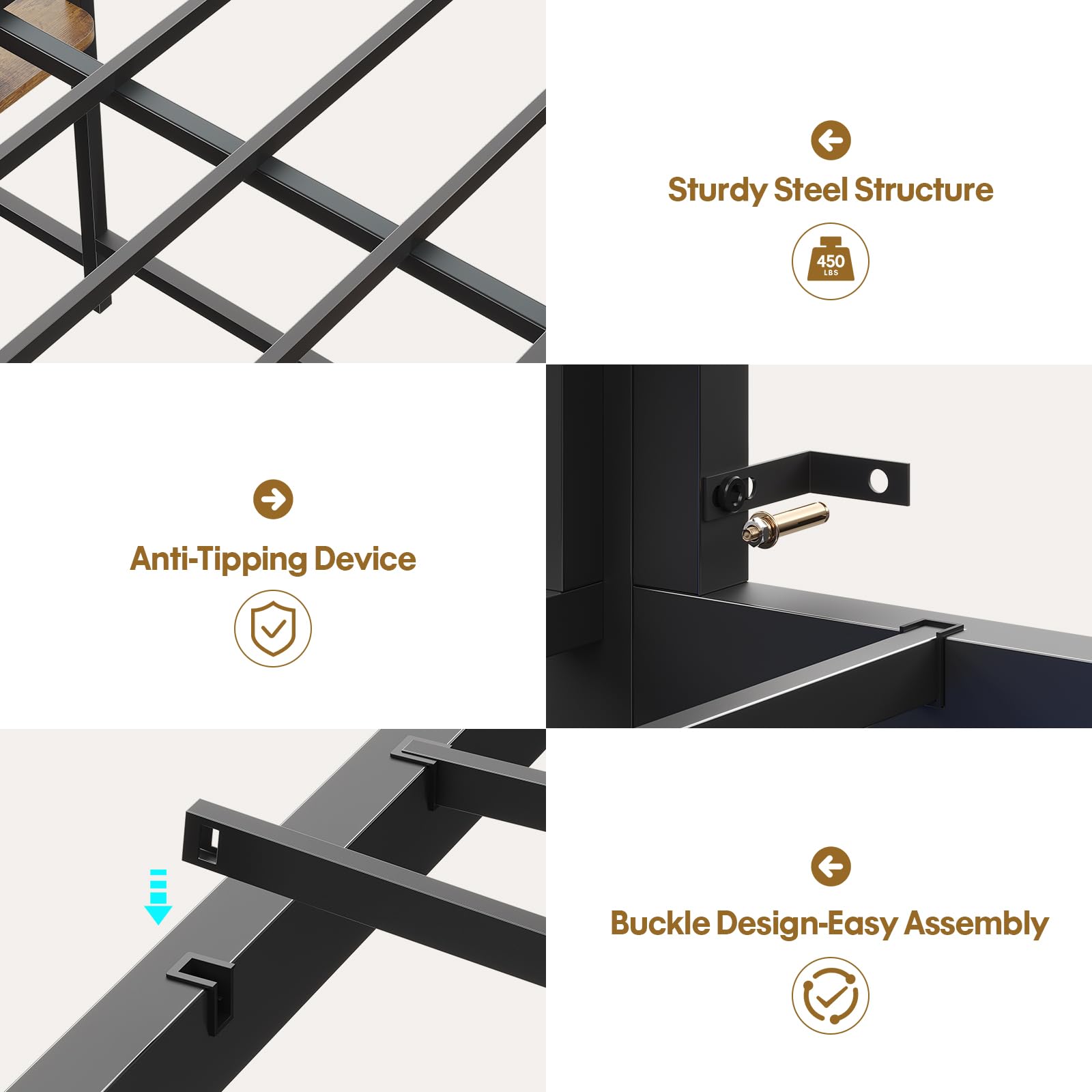 Full Size Loft Bed with Desk and Storage