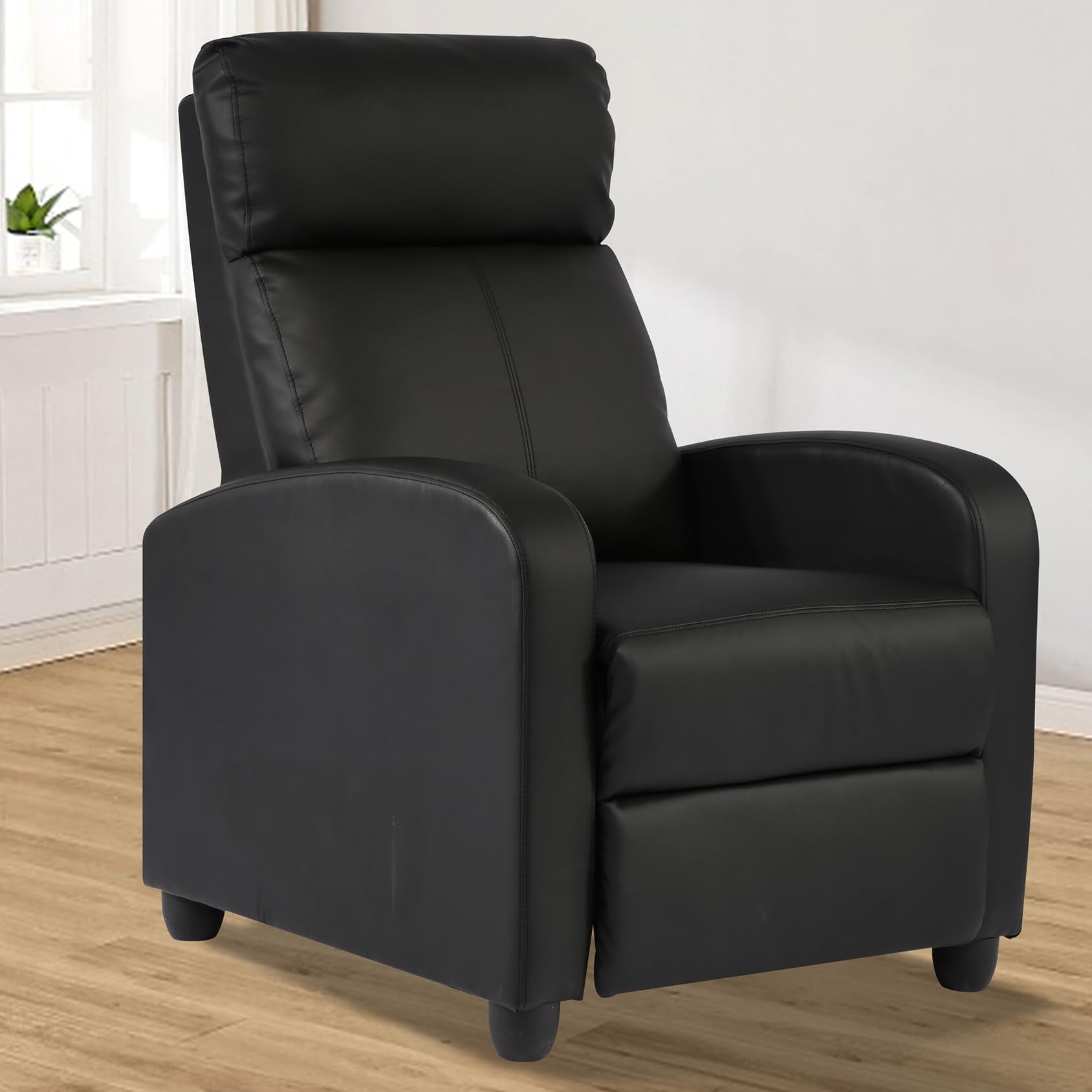 Massage Recliner Chair PU Leather Recliner Chair, Recliner Sofa for Adults, Home Theater Seating with Lumbar Support, Bedroom Living Room Chair with Padded Seat Backrest, Black