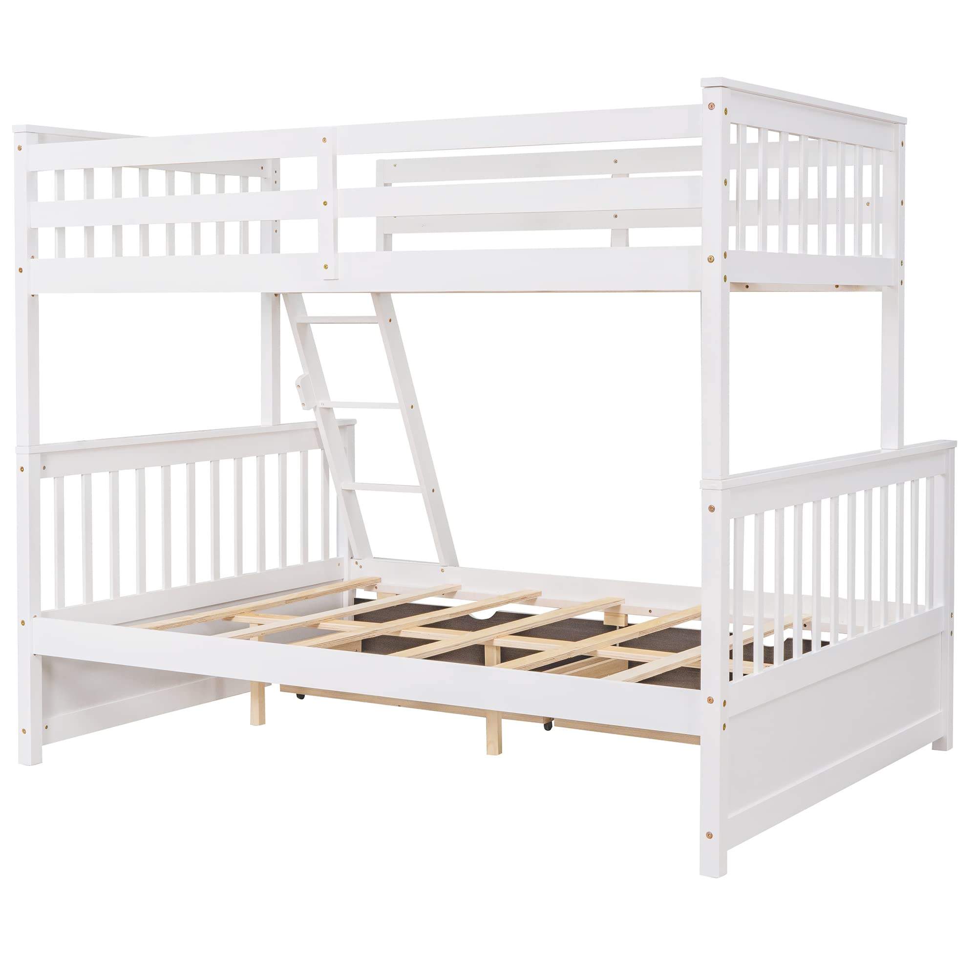Wood Bunk Bed Twin Over Full with Storage Drawers