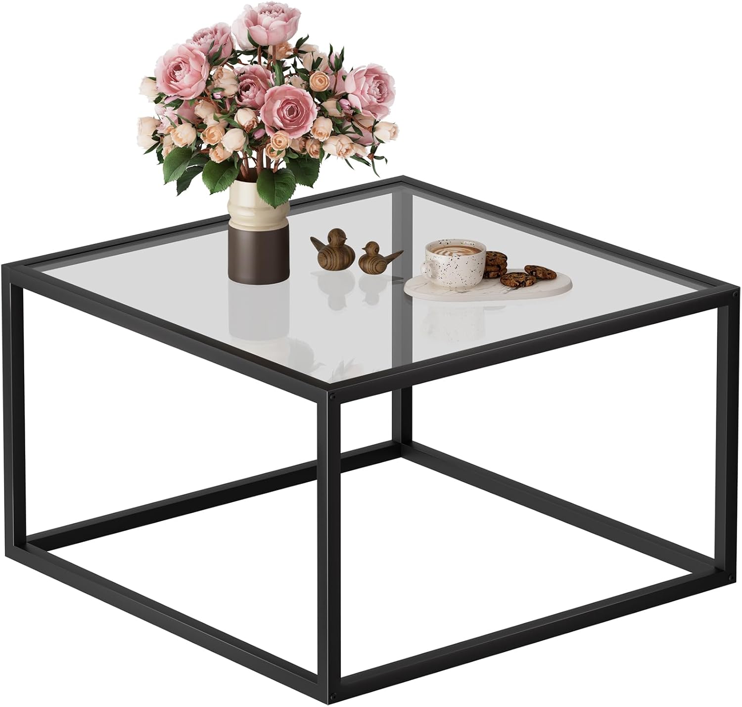 Black Glass Square Coffee Table