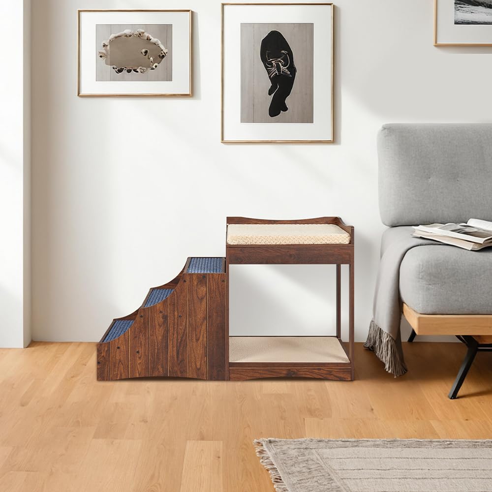 Pet Bunk Bed with Removable Steps for Dogs and Cats