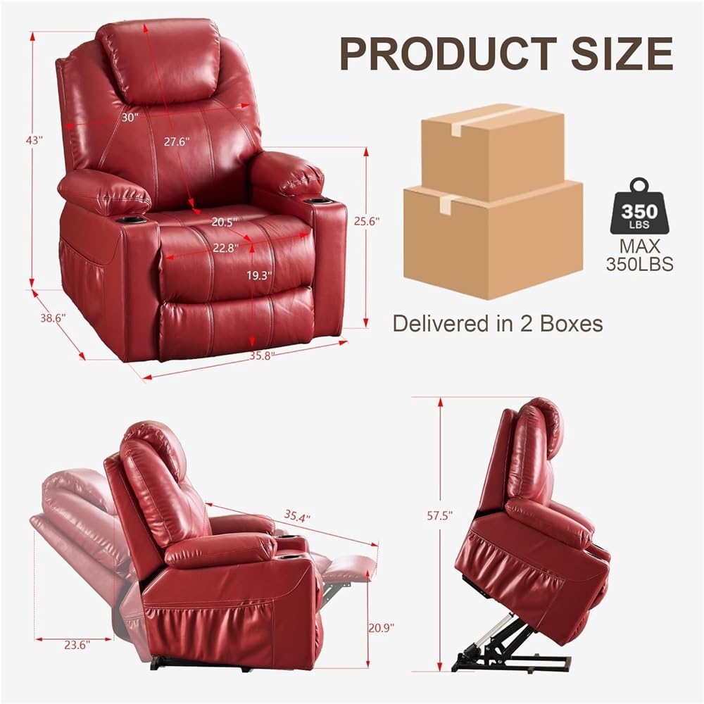 Power Lift Recliner Chair with Massage and Heat