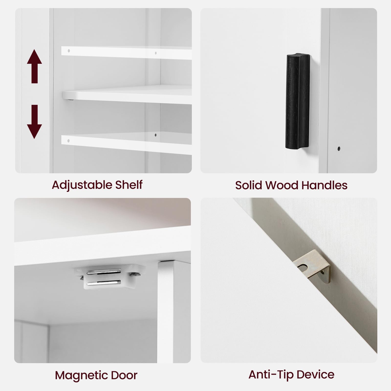 Storage Cabinet with 2 Doors and 4 Shelves