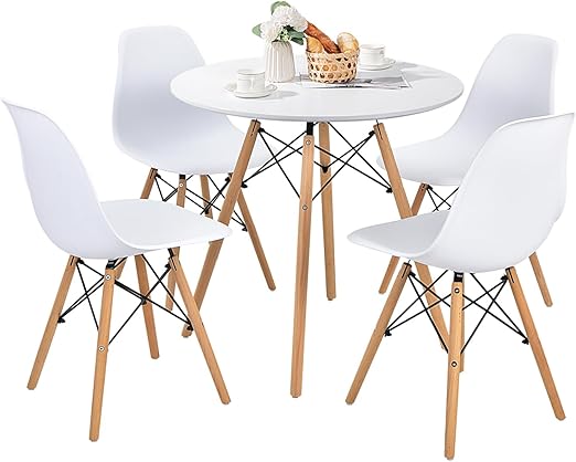 Round Dining Table Set for 4 - 5 Piece Breakfast Nook with Chairs