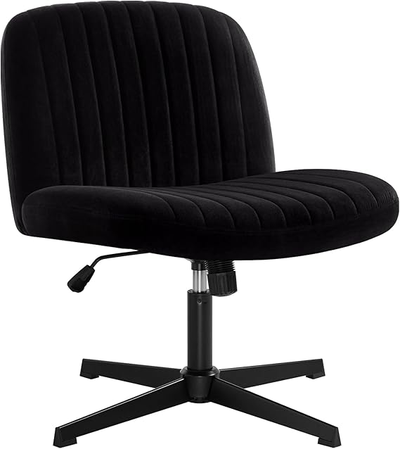Criss Cross Velvet Armless Office Chair with Adjustable Height