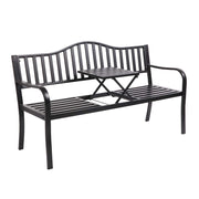 Outdoor Metal Bench with Built-in Table