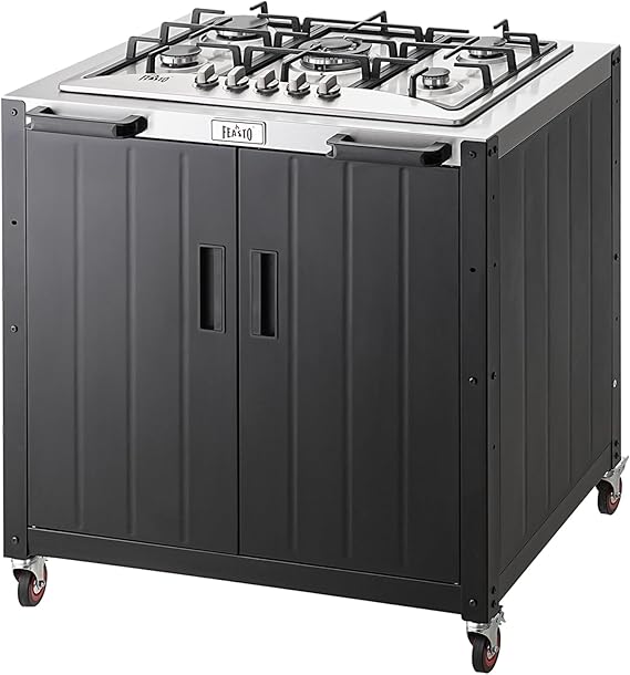 Outdoor Grill Cart with Storage Cabinet and Stainless Steel Top