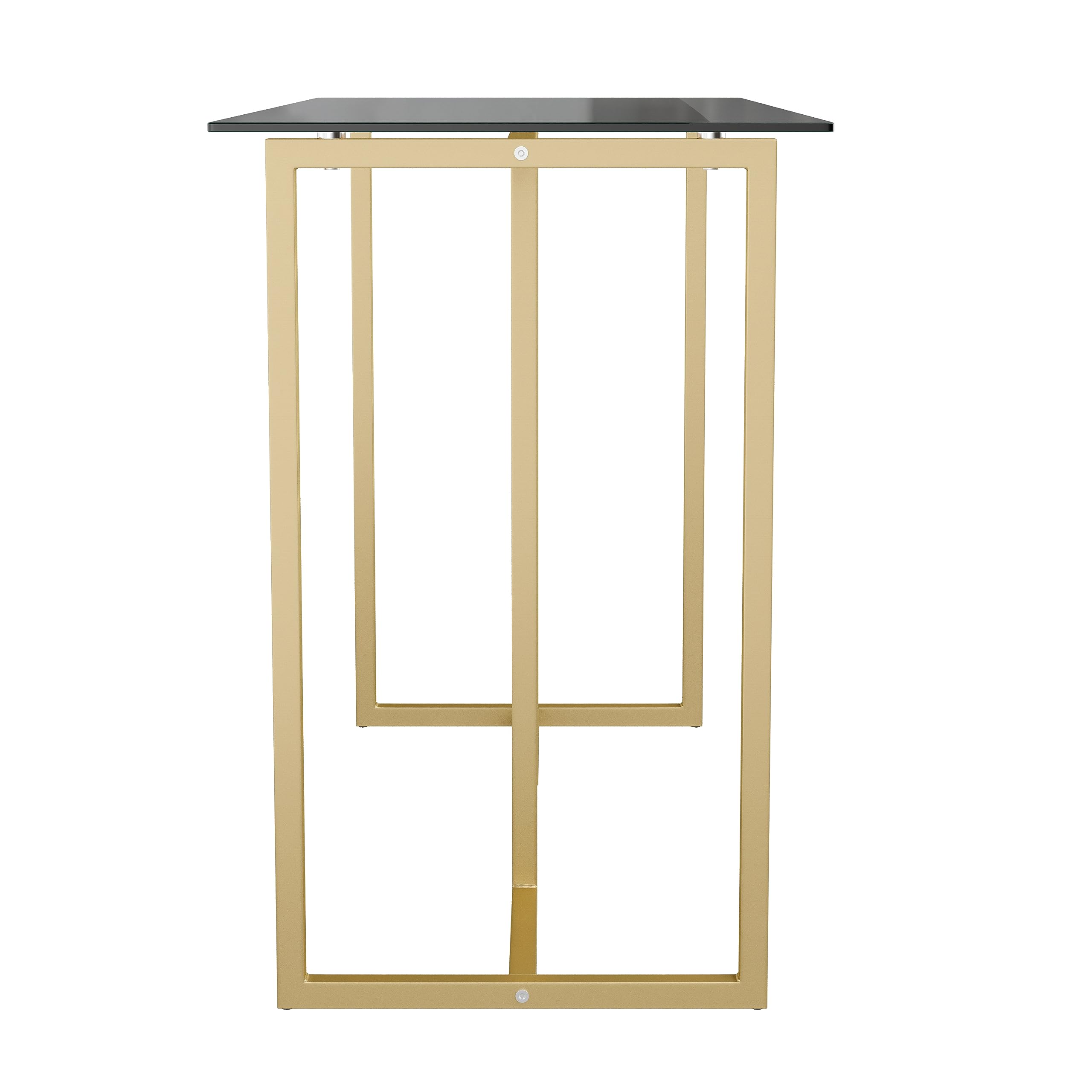 Glass Top Home Office Desk with Steel Frame