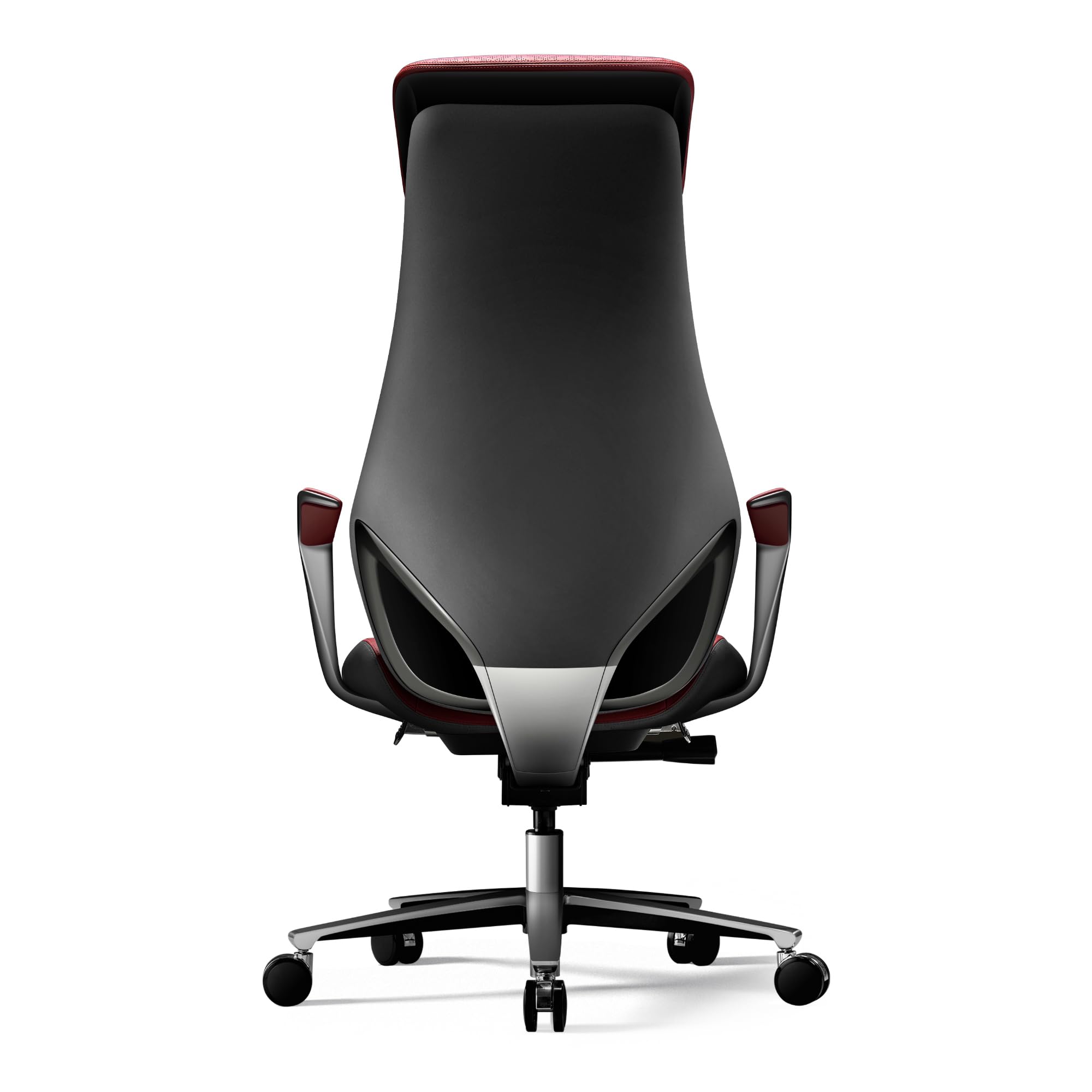 Luxury Executive Office Chair Genuine Leather High Back Ergonomic Reclining Red