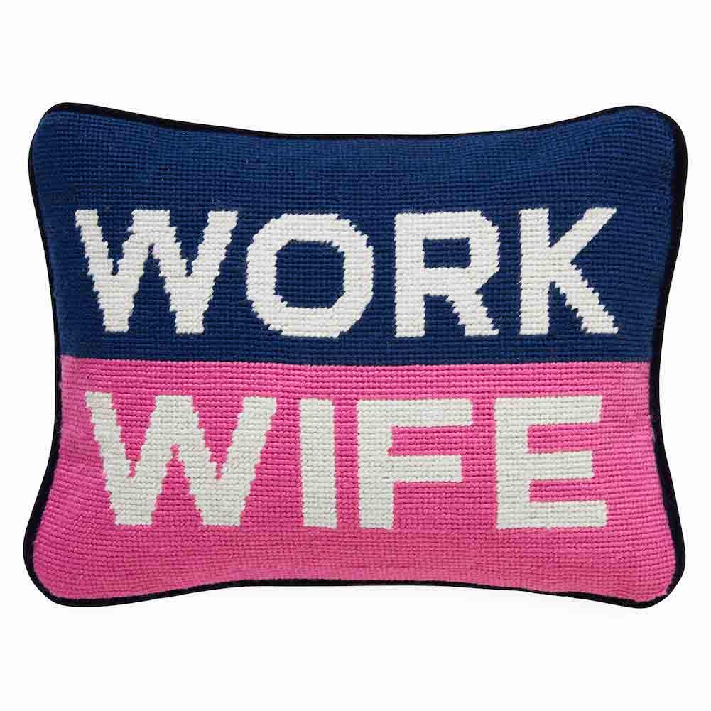 Work Wife Needlepoint Throw Pillow