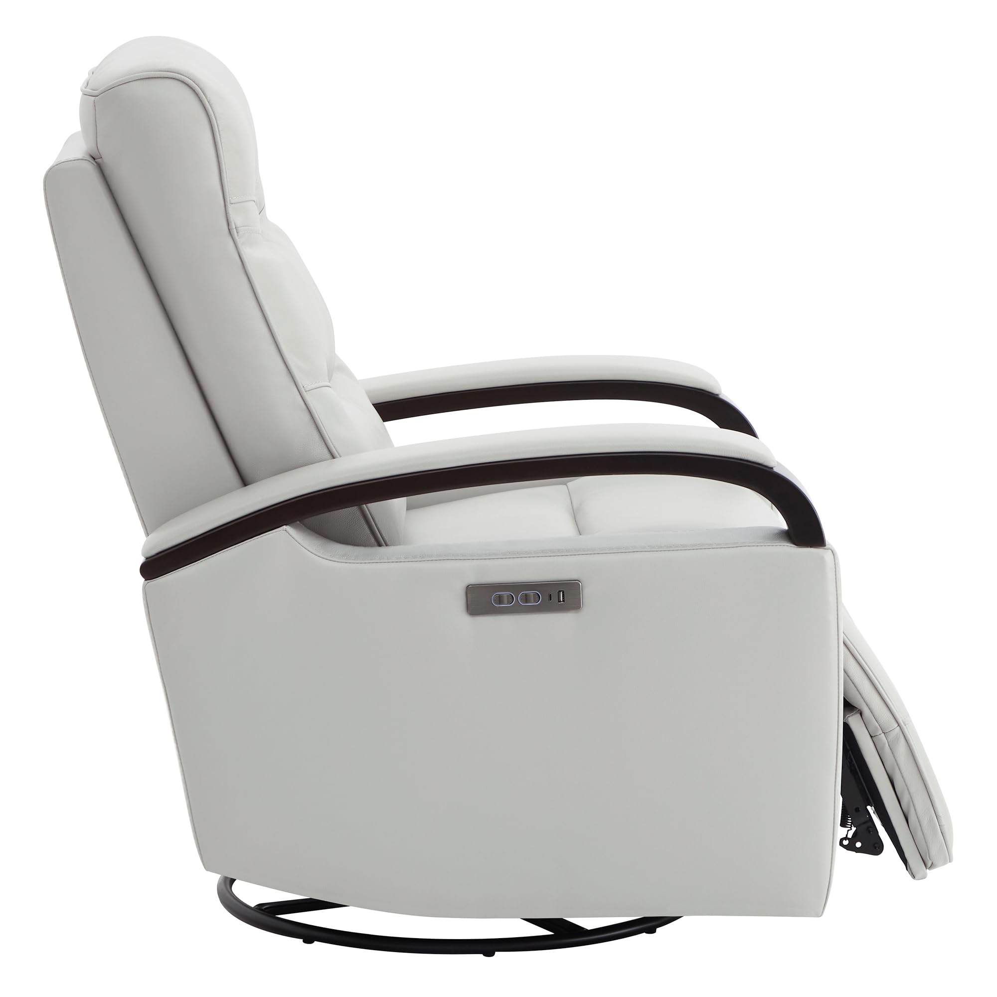 Genuine Leather Power Swivel Glider Rocker Recliner with Adjustable Headrest