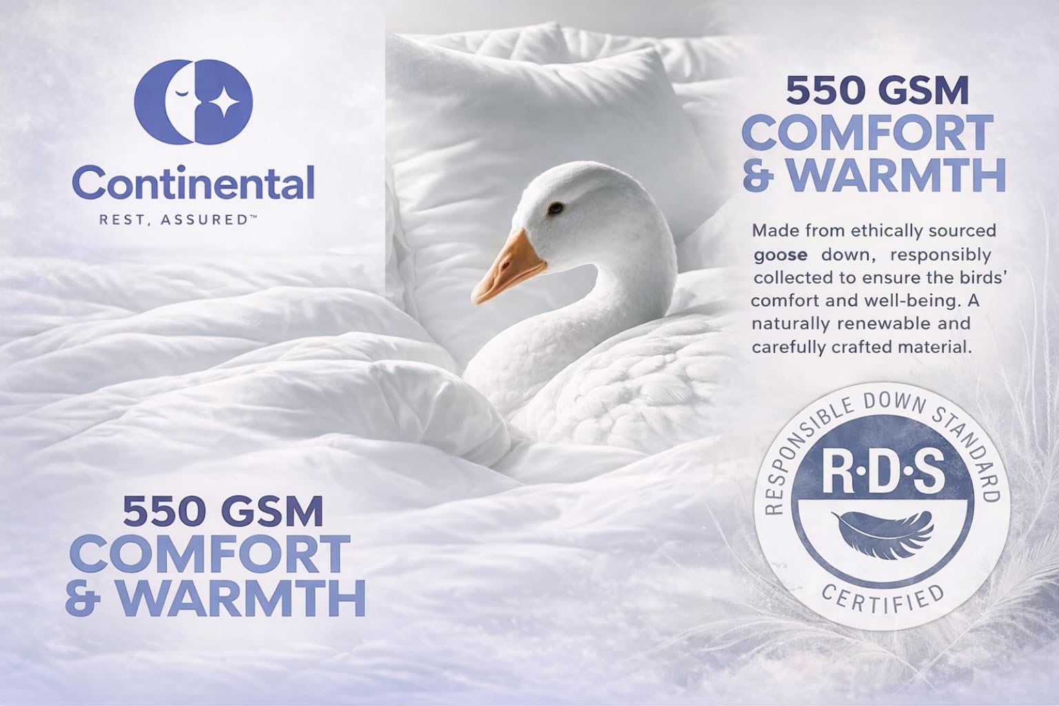 White Down Comforter King Size 550 Fill Power