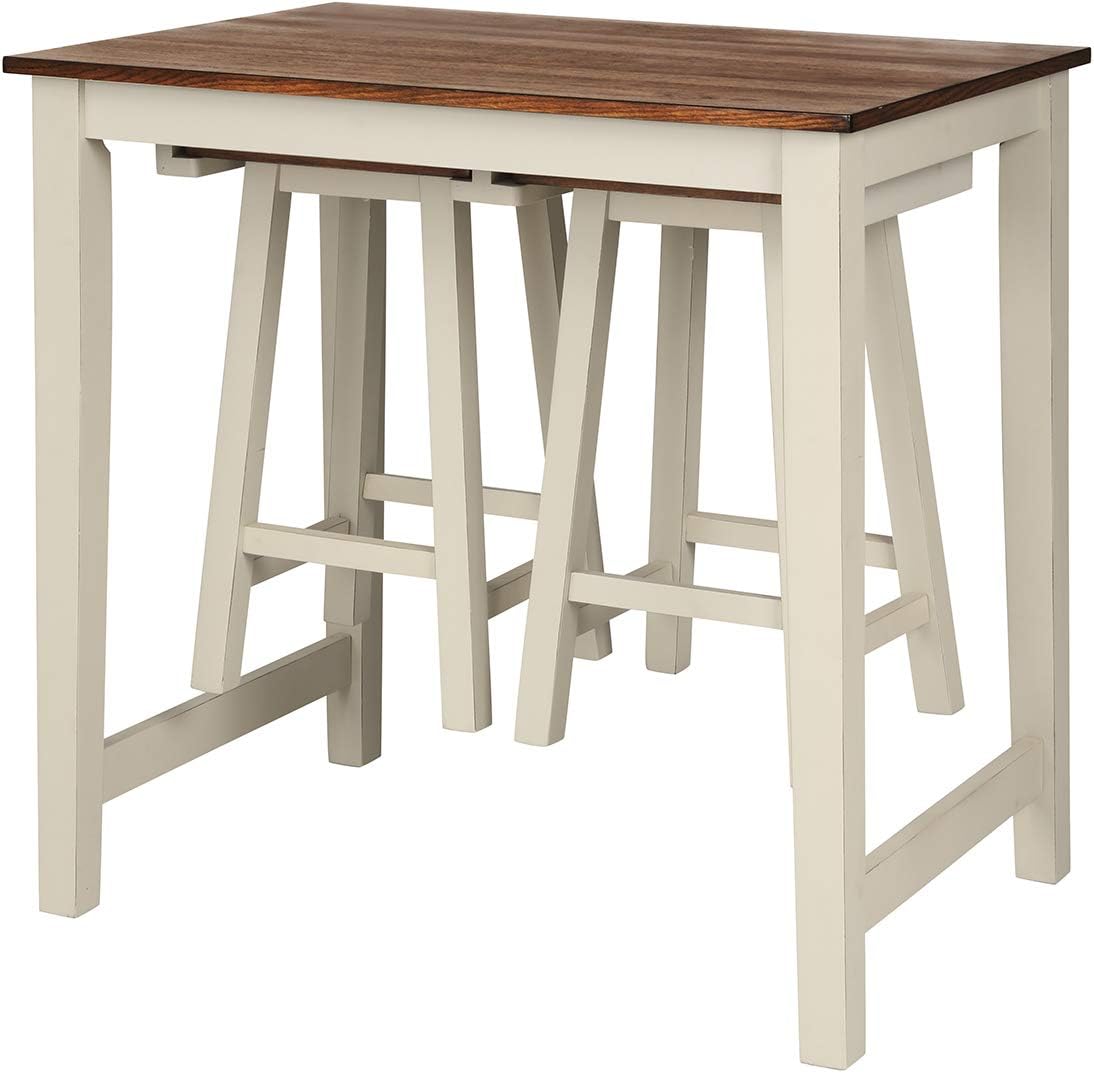 3 Piece Pub Dining Set with Counter Height Table and Bar Stools