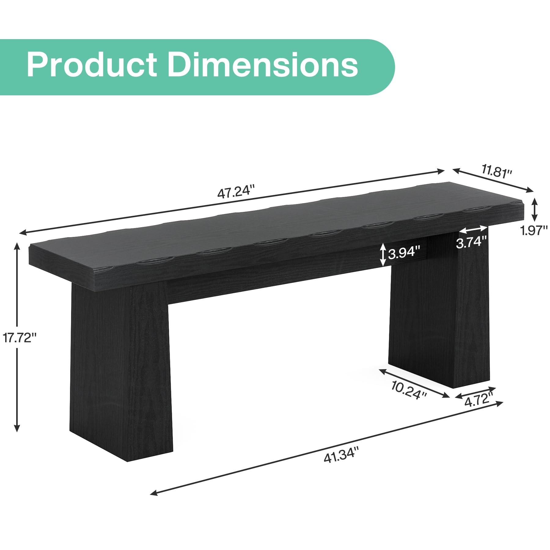 47-Inch Wooden Entryway Bench with Sturdy Frame