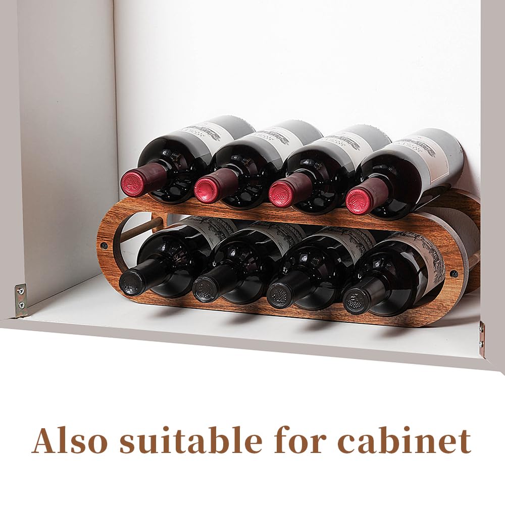 Wine Rack and Water Bottle Organizer 2-in-1 Acacia Wood 2-Tier