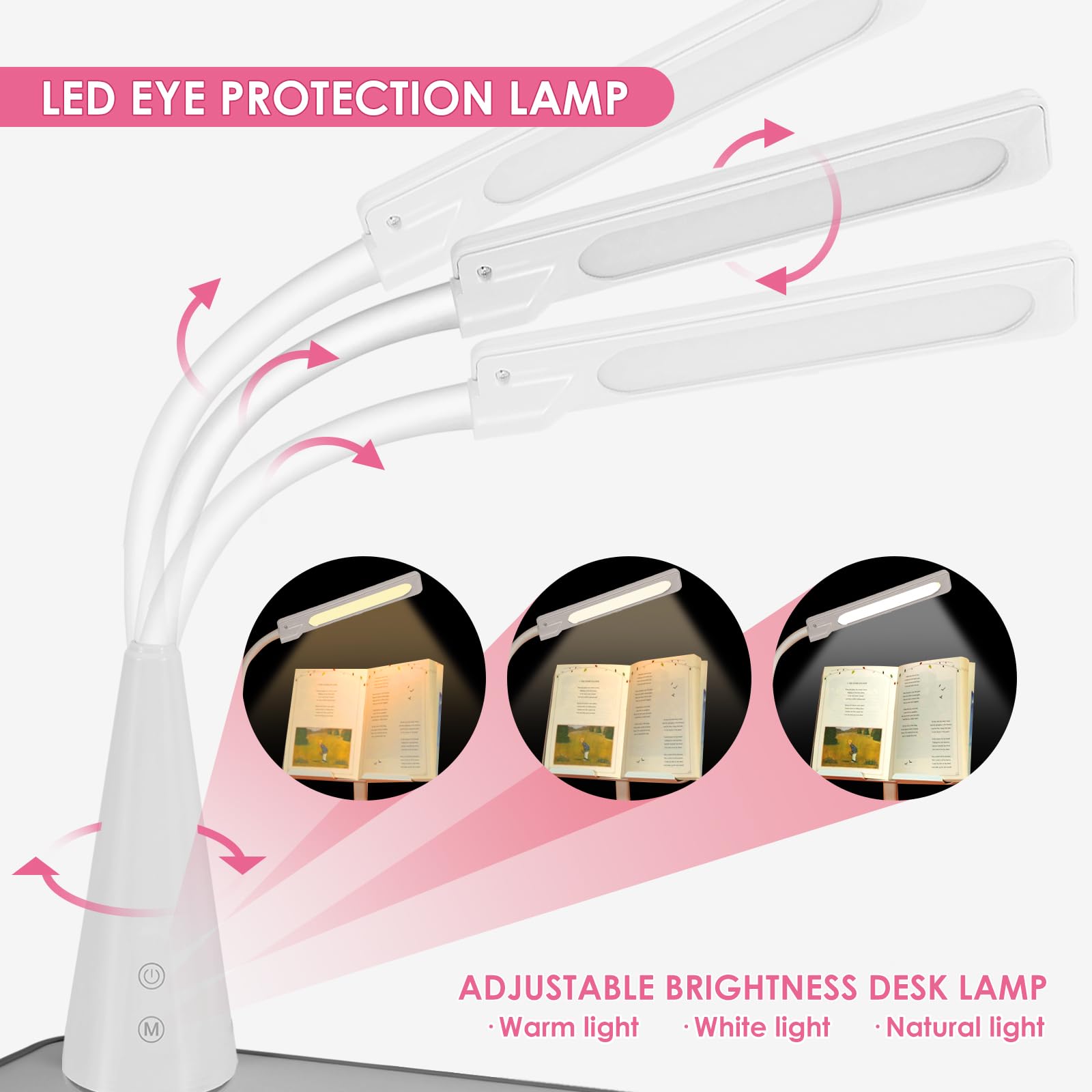 Adjustable Kids Study Desk and Chair Set with LED Lamp