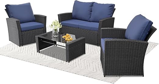 4 Piece Wicker Patio Furniture Set