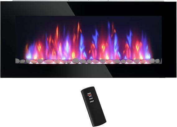 29" Wall Mounted Electric Fireplace with Remote Control