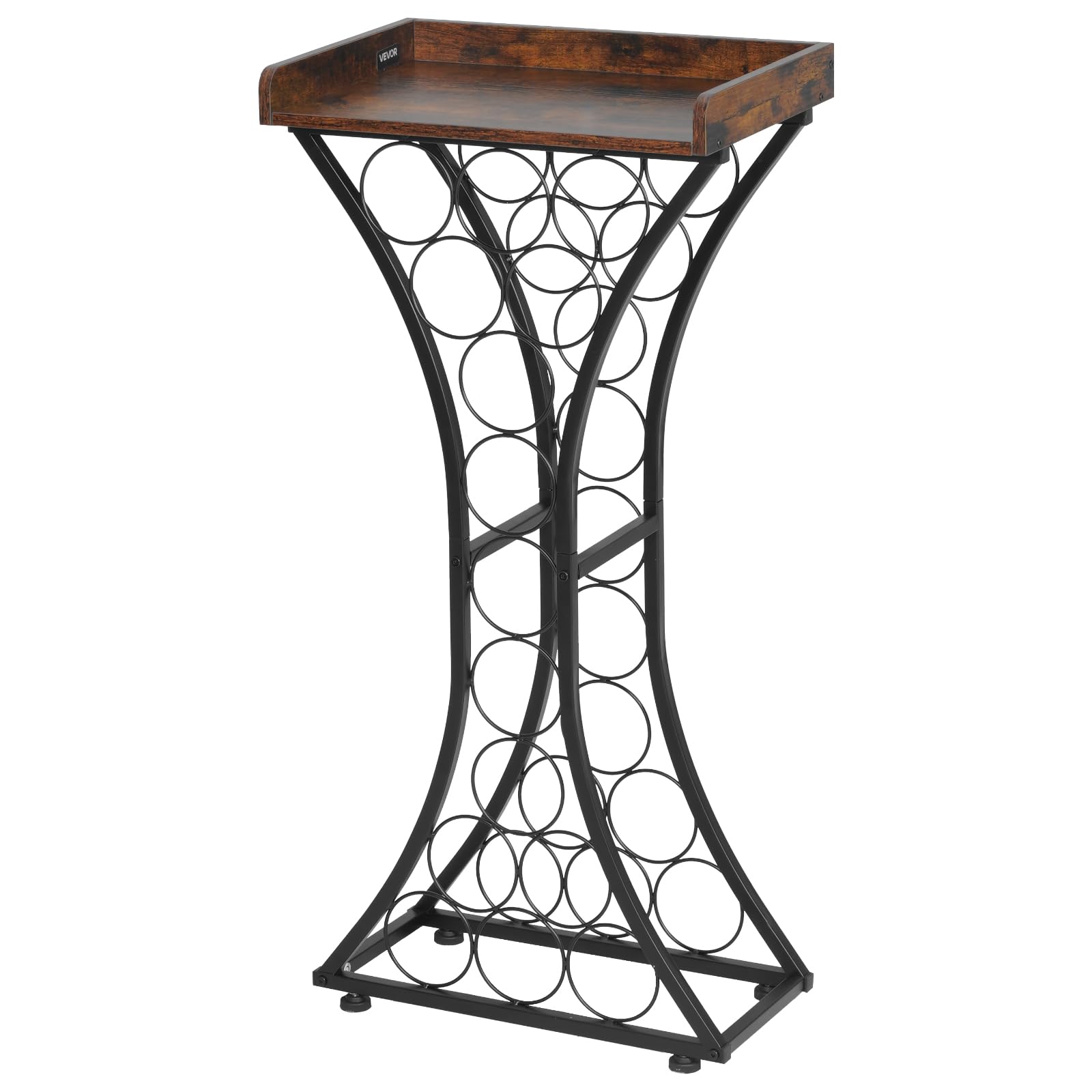 15 Bottle Freestanding Wine Rack with Wood Tabletop