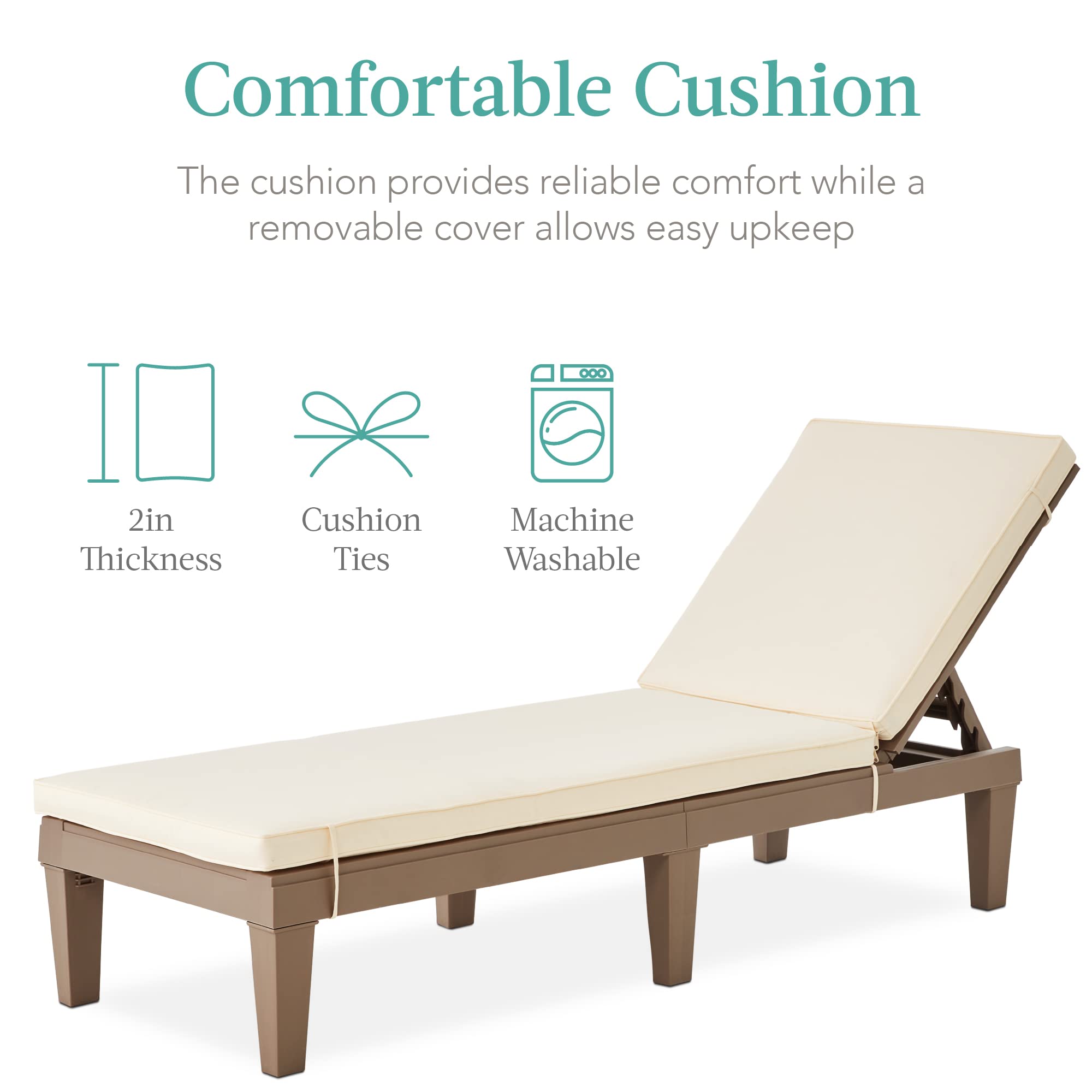 Outdoor Lounge Chair with Adjustable Backrest and Cushion