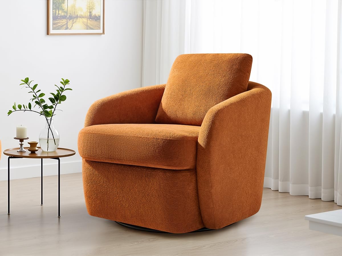 360° Swivel Barrel Chair with Throw Pillow