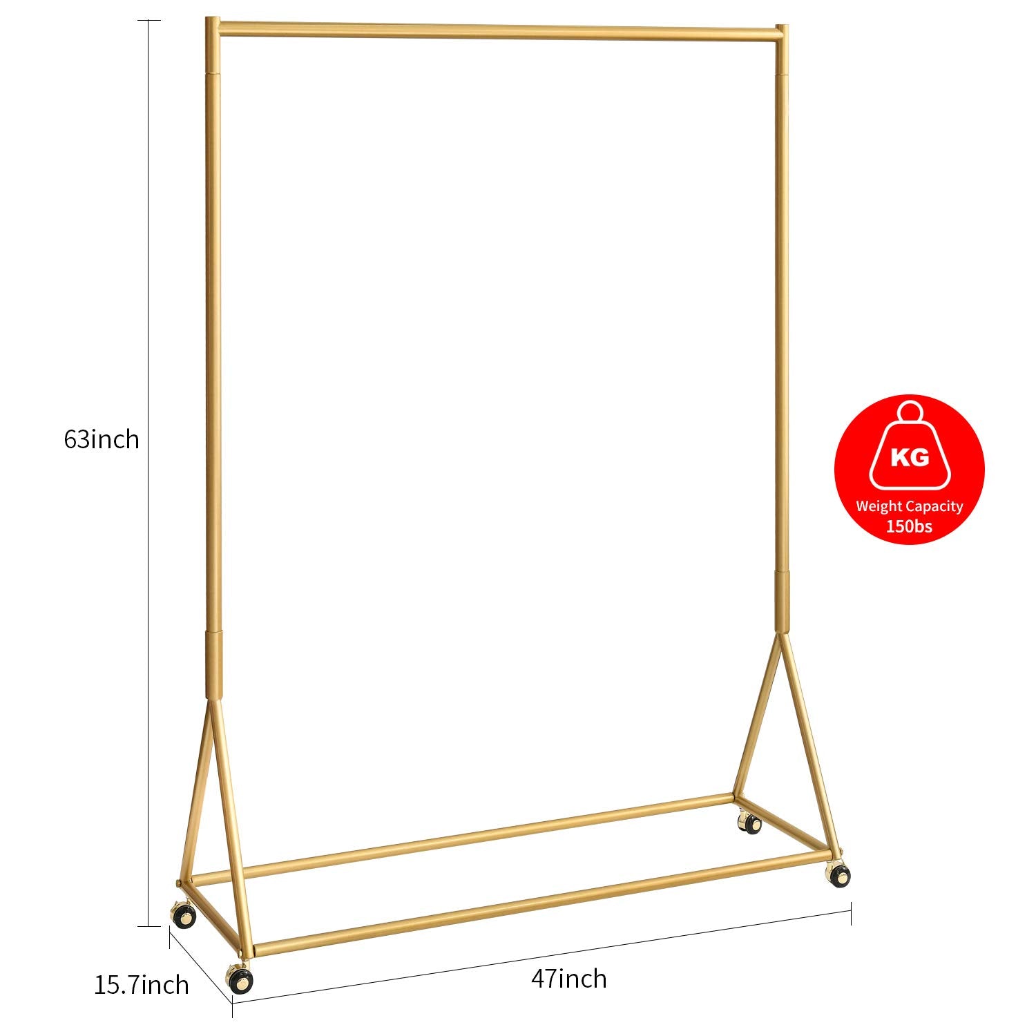 Gold Pipe Clothing Rack Freestanding 47" L