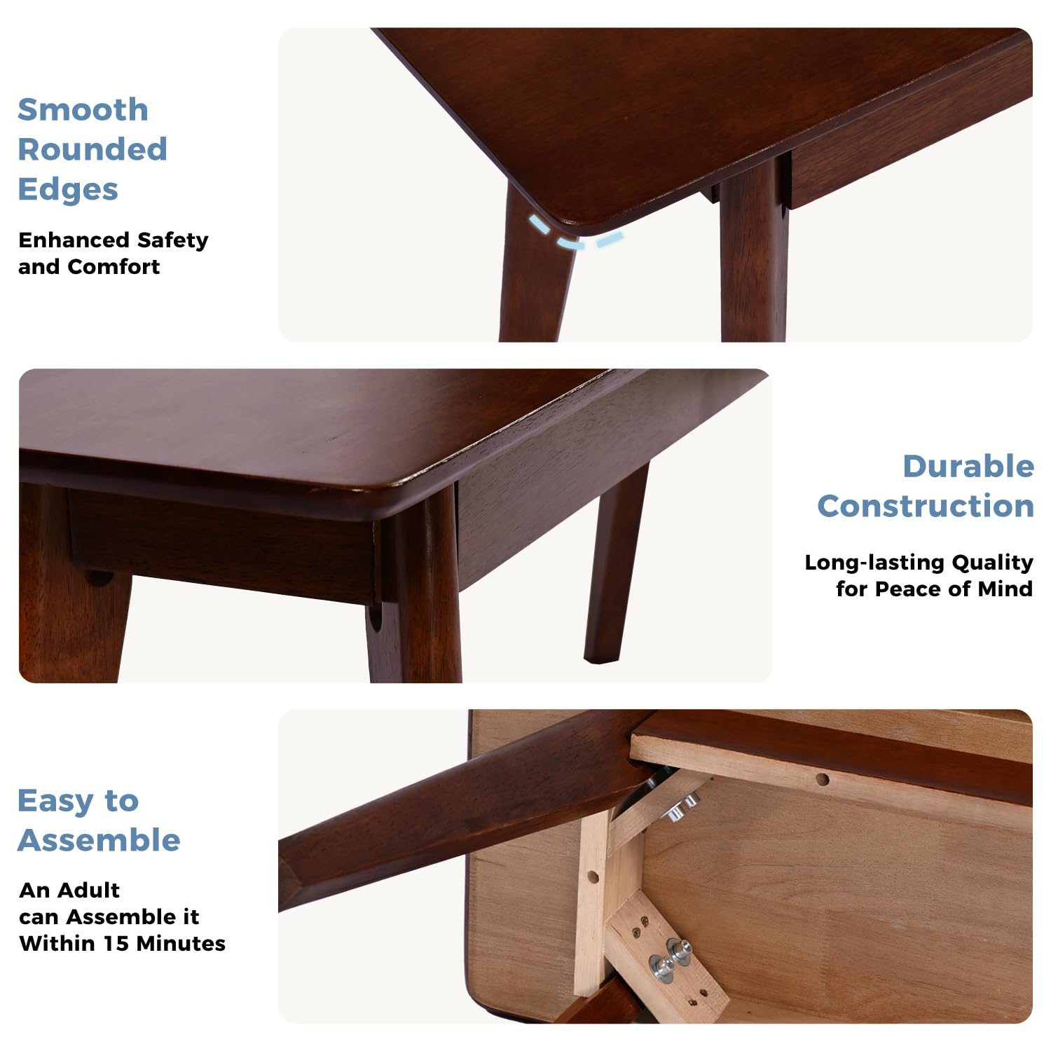 47 Inch Solid Wood Dining Bench Walnut