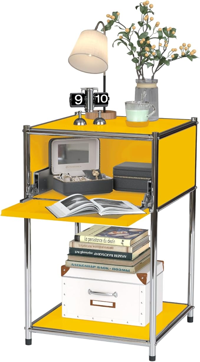 Yellow Night Stand with Drawers