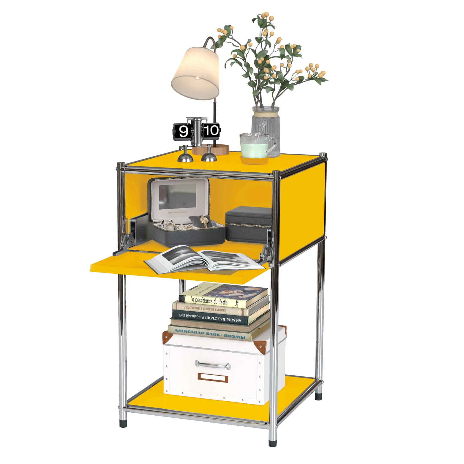 Yellow Night Stand with Drawers