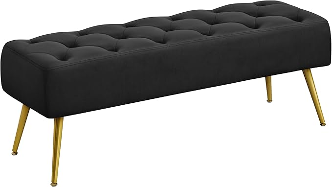 Modern Ottoman Bench Boucle Upholstered Footrest