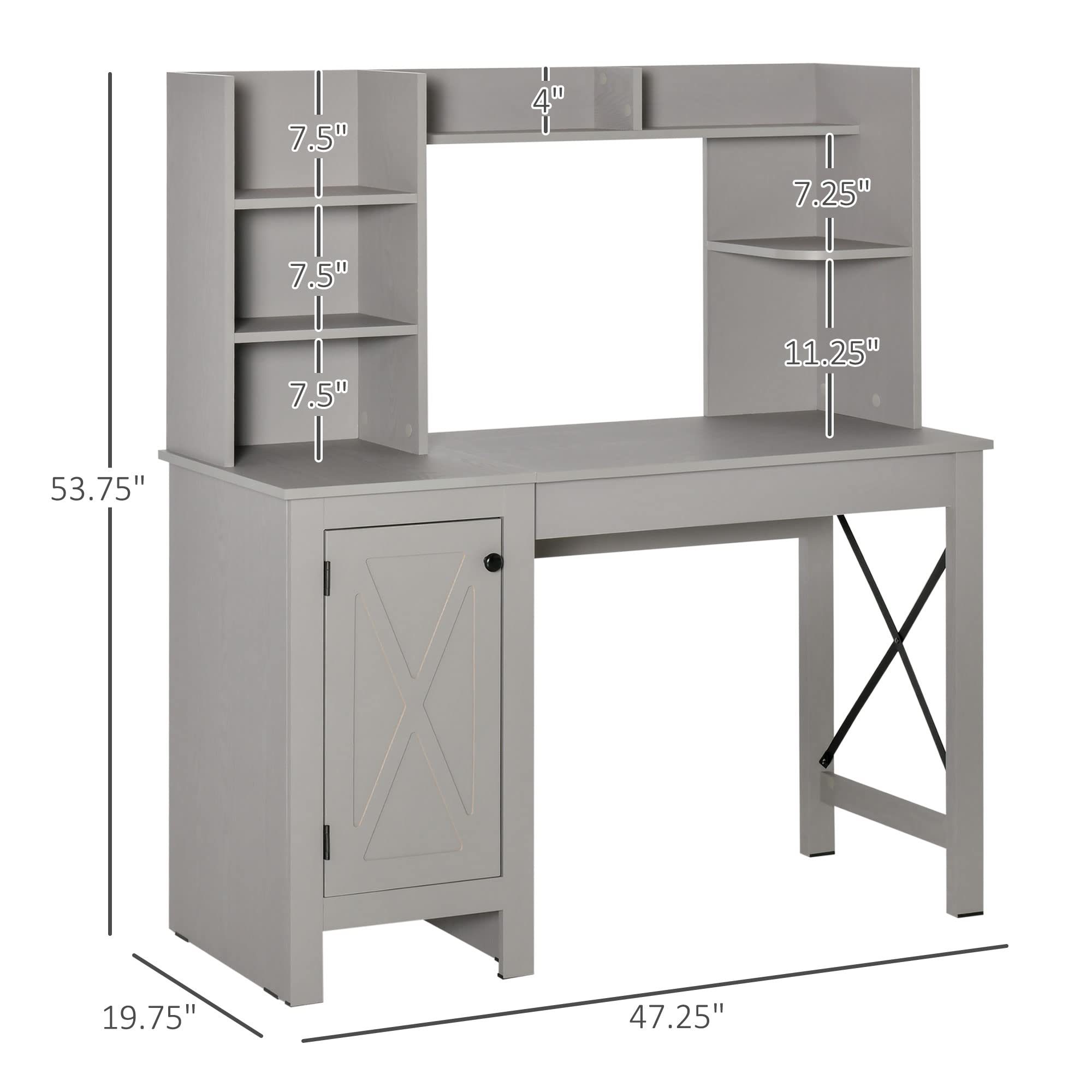 Farmhouse Computer Desk with Hutch and Storage Cabinet
