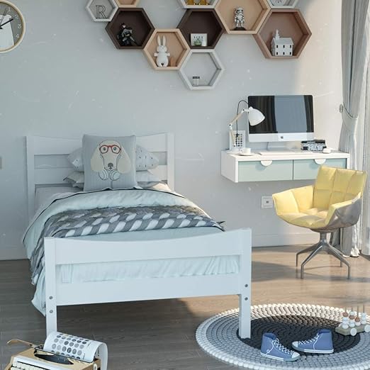 Wood Twin Bed Frame with Headboard