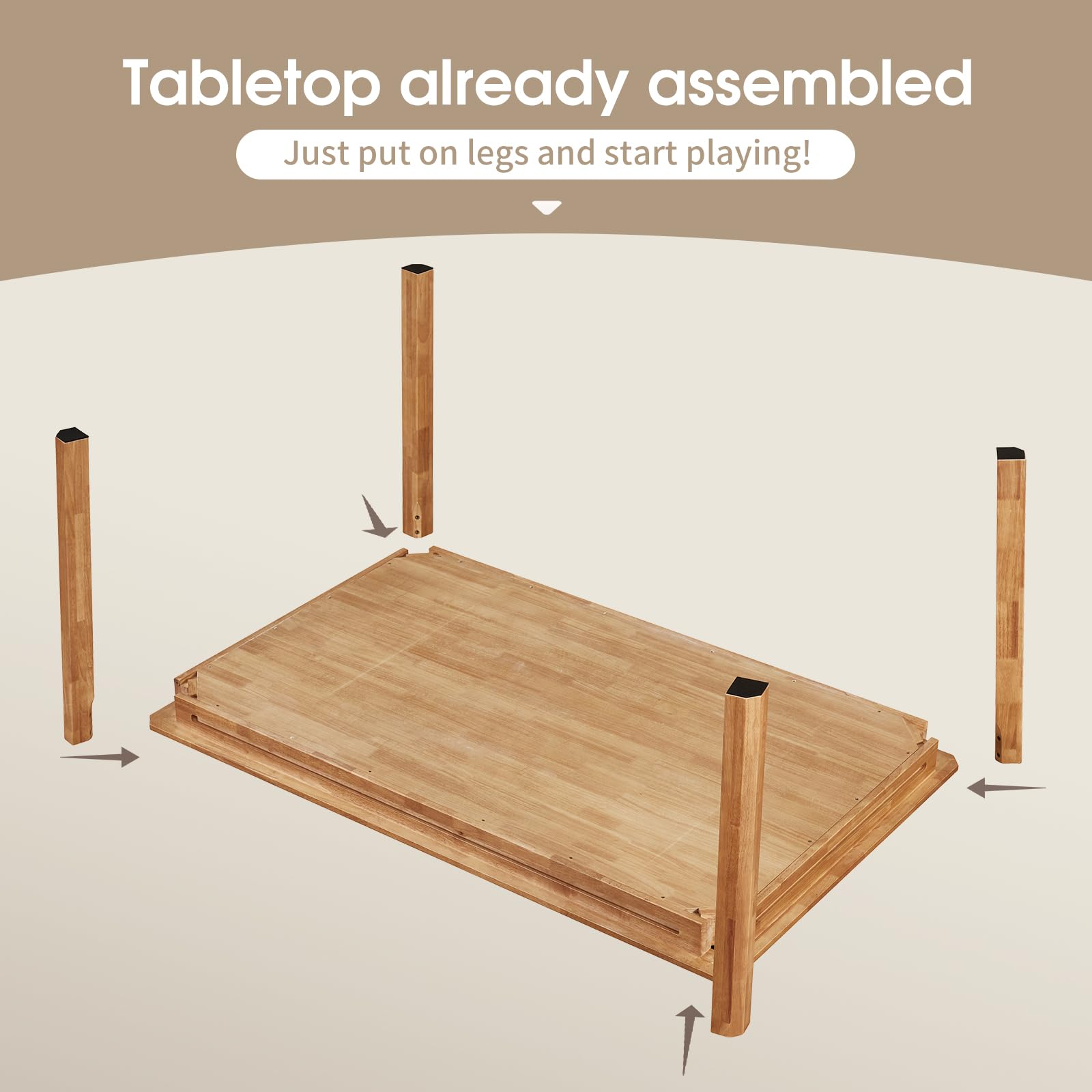 Board Game Table with Removable Top
