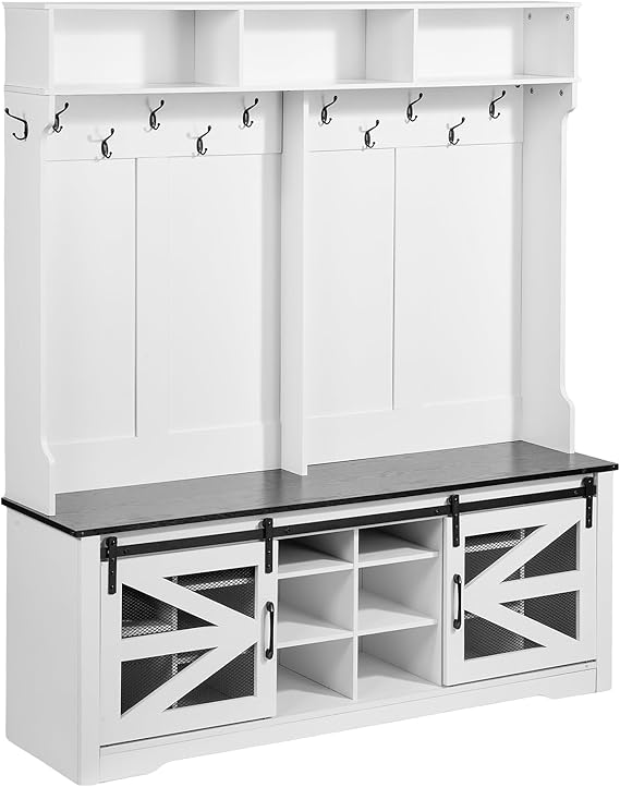 LED Hall Tree Entryway Bench with Shoe Storage