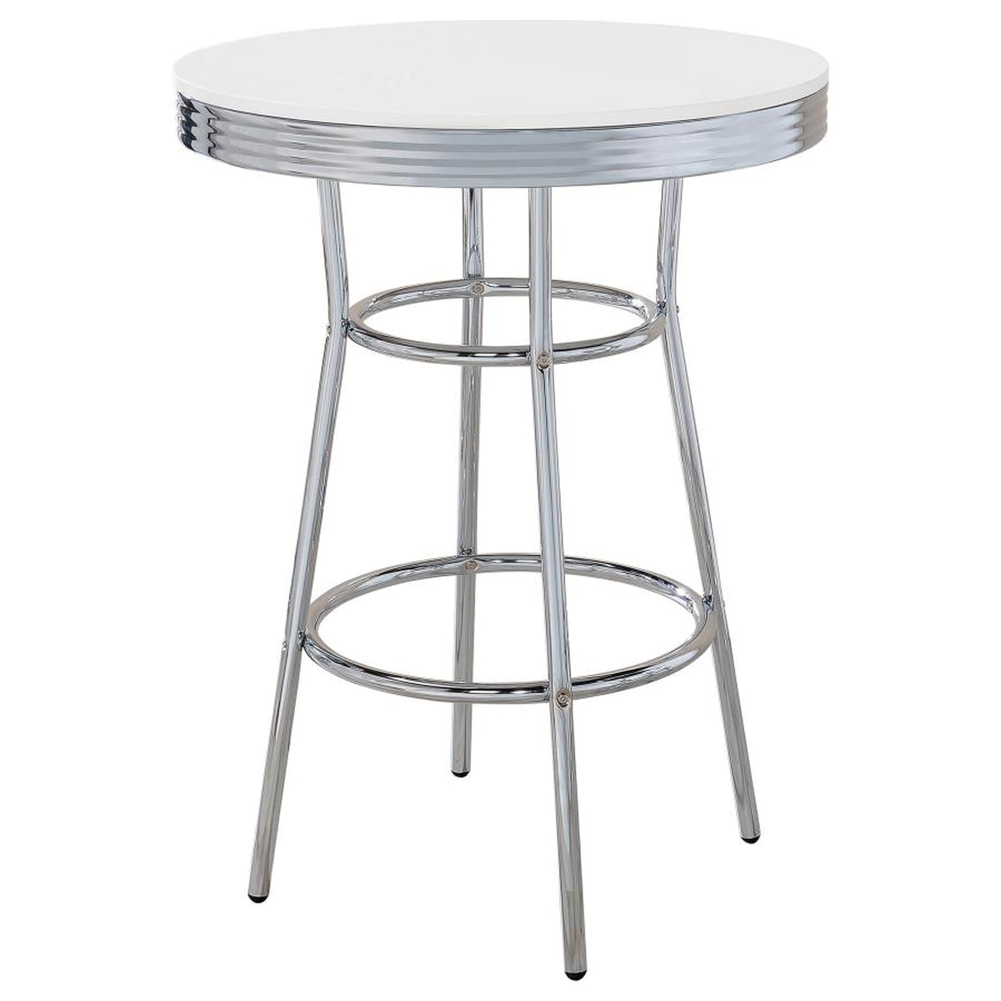 Retro Chrome 3-Piece Pub Bar Set with Swivel Stools