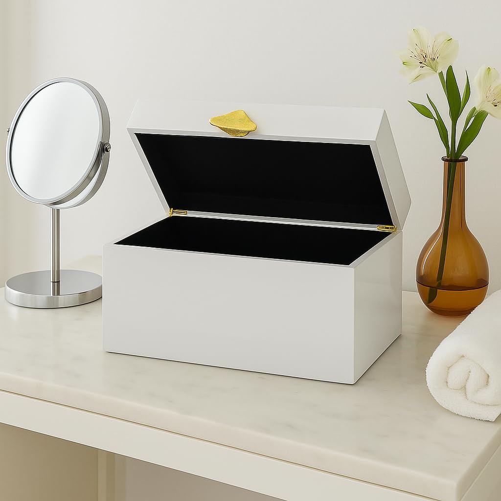 Decorative Wooden Storage Boxes with Gold Accent - Set of 2