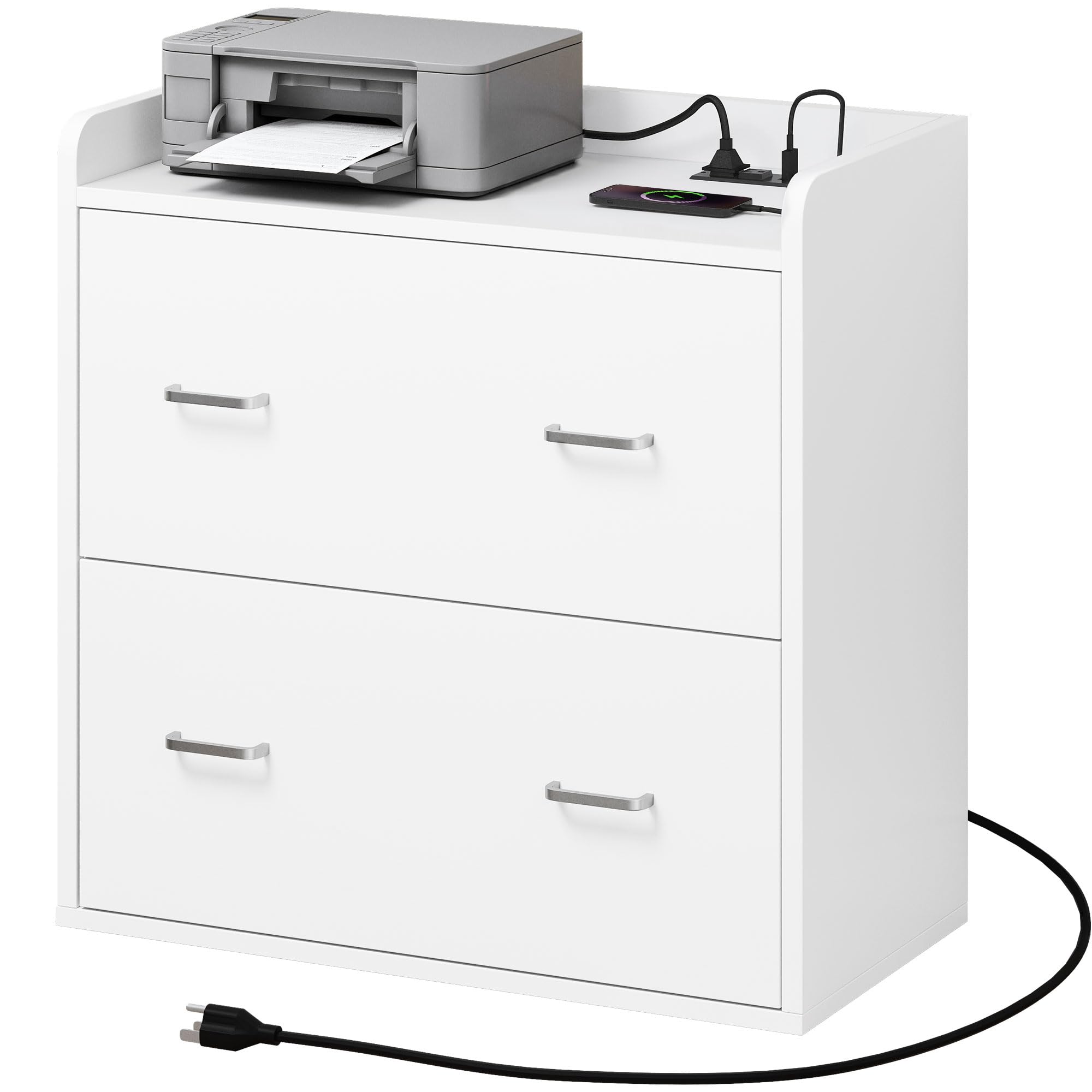 2 Drawer Lateral File Cabinet with Charging Station
