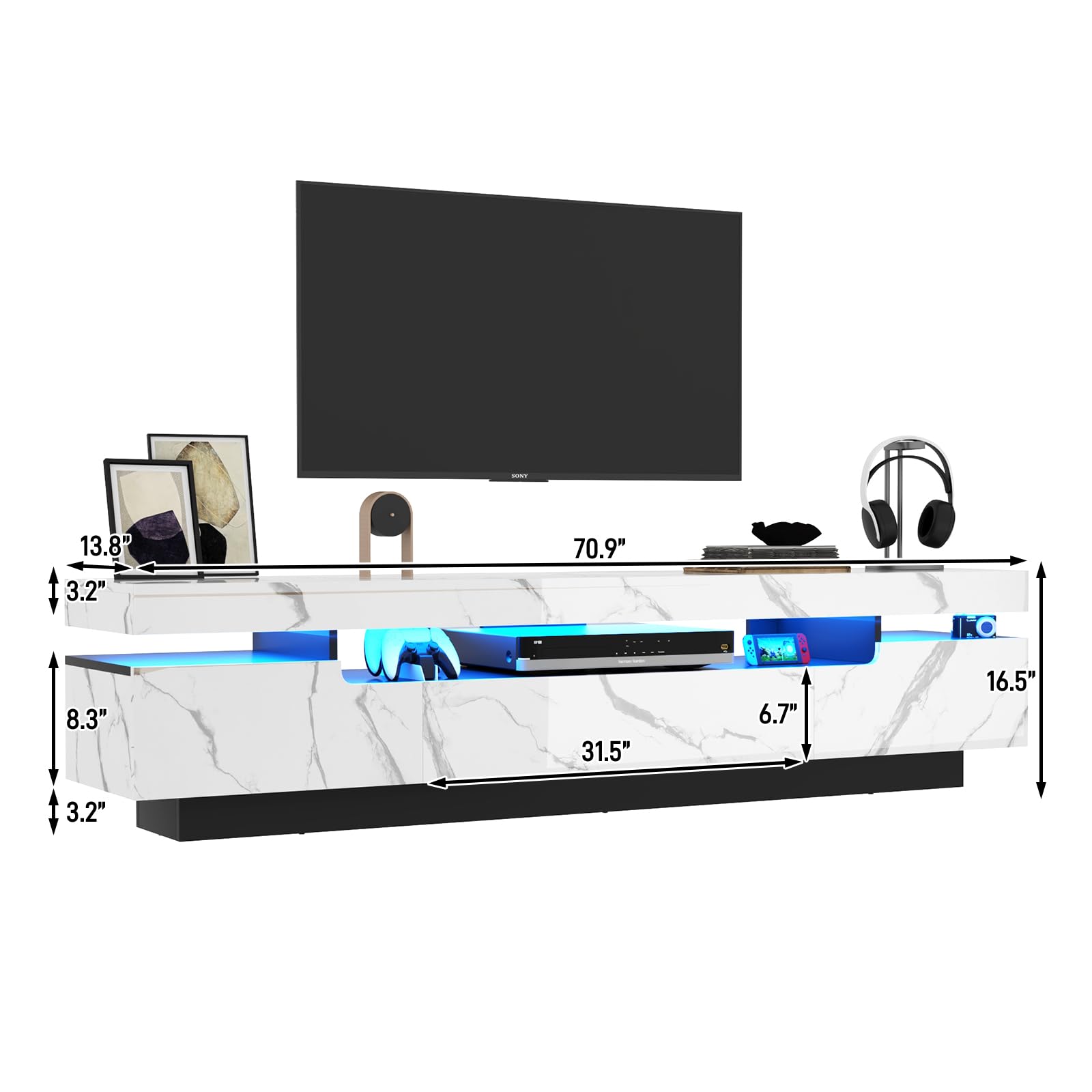 70 Inch LED TV Stand with RGB Lighting