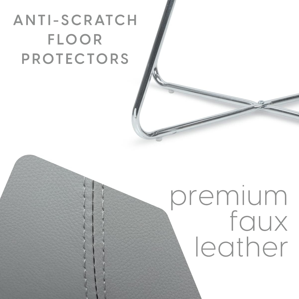 Circle Leather Accent Chair with Chrome Legs