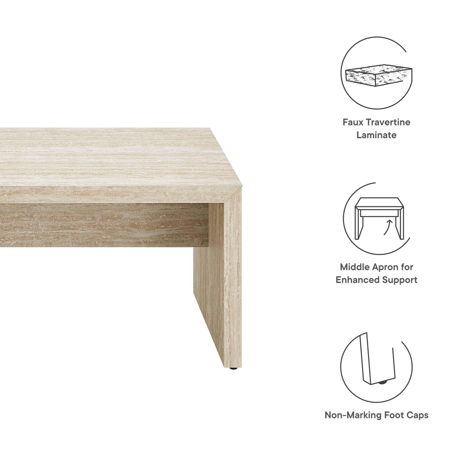 62" Faux Travertine Long Bench