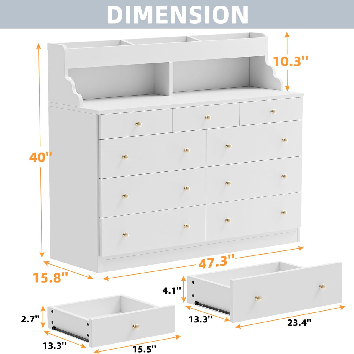 9 Drawer Dresser with LED Light and Power Outlet