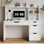 White Desk with Hutch and Drawers 53 Inch
