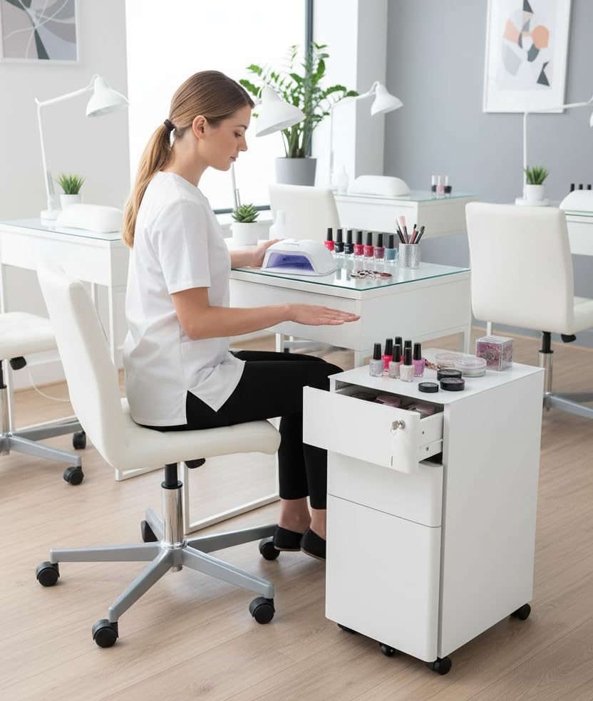 3-Drawer Rolling File Cabinet with Lock