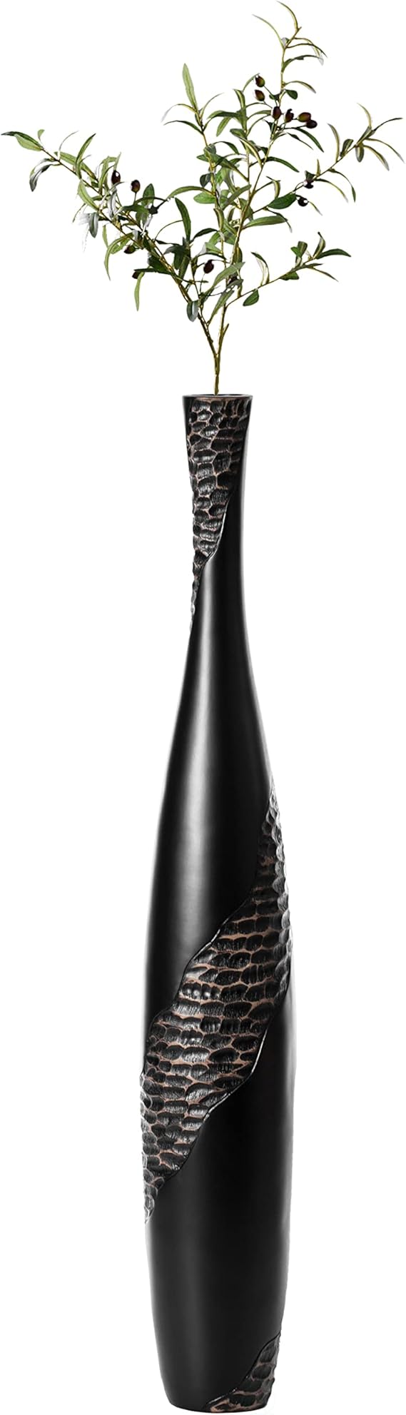 42 Inch Bottle Shape Floor Vase Brown Cobbled Stone Pattern