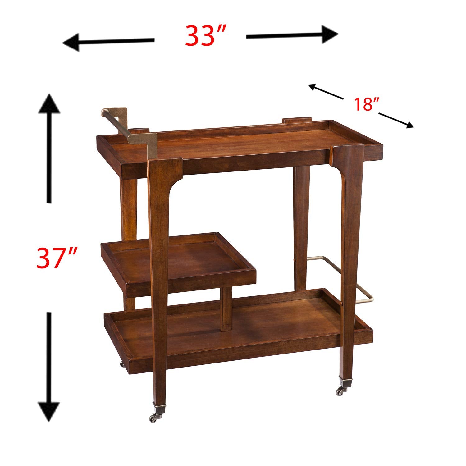 Zhori Midcentury Modern 3-Tier Bar Cart