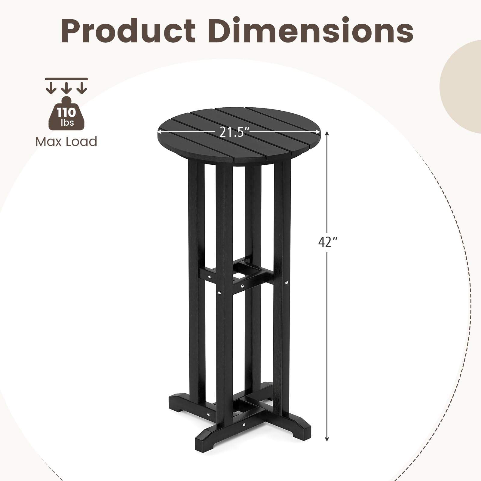 Round Bar Table HDPE Outdoor