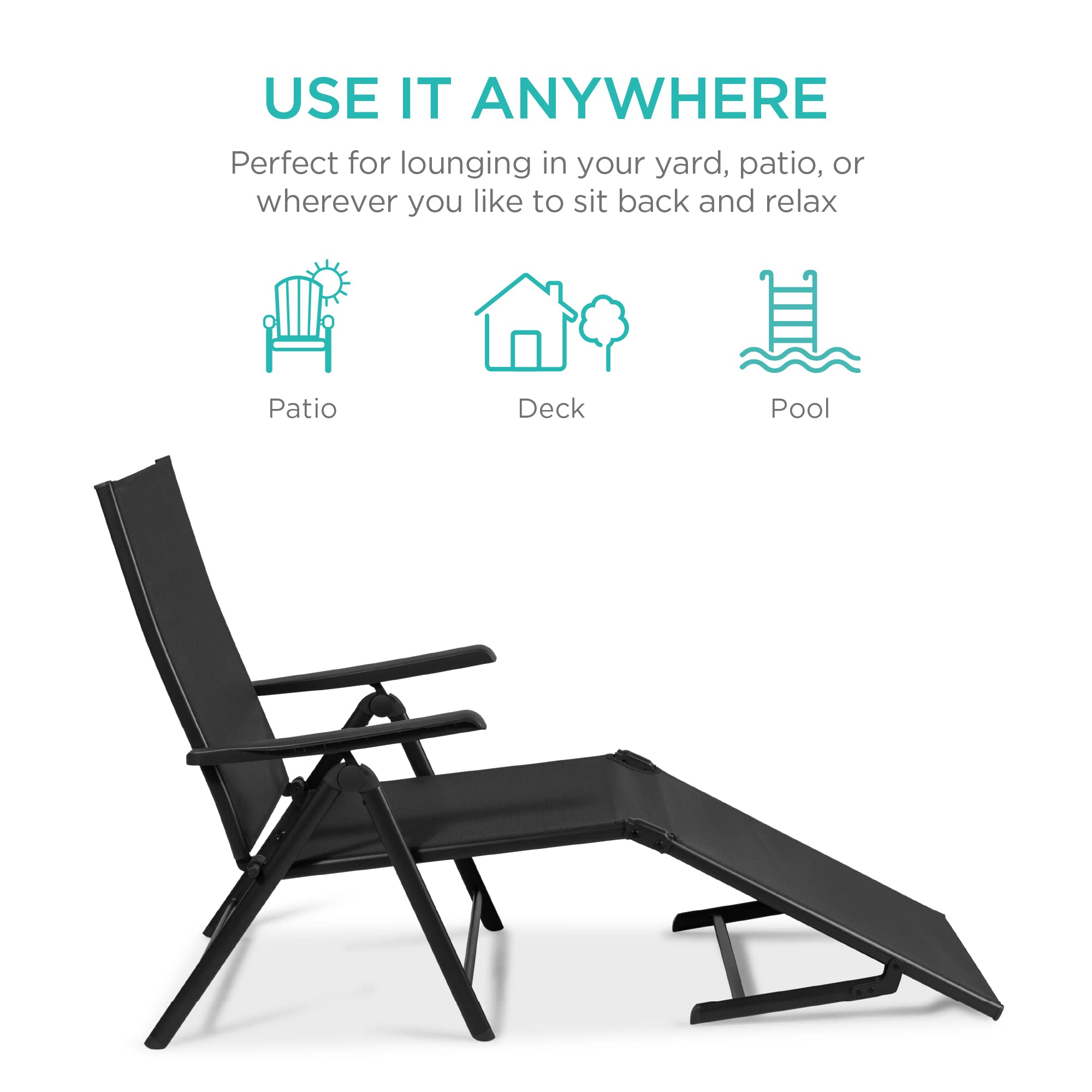 Adjustable Outdoor Patio Chaise Lounge Chairs Set of 2